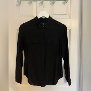 Madewell 100% Silk Button Down Shirt Black